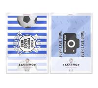 Cakeshop Blue & White Football Team Theme Birthday Edible Burn Away Edible Cake Topper Pack | 1 x Icing sheet & 1 x Wafer Sheet | Personalise With Your Custom Image and Text | Multiple Shapes & Sizes