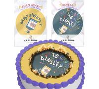 Cakeshop Burn Away Cake Edible Topper Pack | 1 x Icing sheet & 1 x Wafer Sheet | Party Popper Birthdays For Him or Her | Personalise With Your Required Age & Name | Multiple Shapes & Sizes to Choose