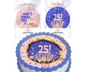 Cakeshop Burn Away Cake Edible Topper Pack | 1 x Icing sheet & 1 x Wafer Sheet | 'What's Funnier Than' Joke For Him or Her | Customise With Your Required Ages | Multiple Shapes & Sizes to Choose