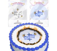 Cakeshop Burn Away Edible Cake Topper Pack | 1 x Icing sheet & 1 x Wafer Sheet | Cute it’s a Boy Gender Reveal Bee Theme | Personalise With Your Custom Text | Multiple Shapes & Sizes to Choose