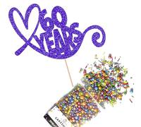 Cakeshop Cake Decoration Pack | Anniversary Hearts Premium Double Sided Glitter Card Cake Topper & 25g Party Pack of Cake Sprinkles for your Celebration | Custom Number Cake Decorations (Bright Blue)