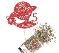 Cakeshop Cake Decoration Pack | Birthday Space Rocket Premium Double Sided Glitter Card Cake Topper & 25g Party Pack of Cake Sugar Sprinkles | Custom Name & Age Cake Decorations (Gold)