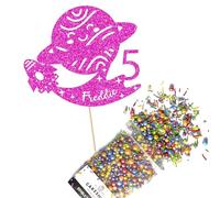 Cakeshop Cake Decoration Pack | Birthday Space Rocket Premium Double Sided Glitter Card Cake Topper & 25g Party Pack of Cake Sugar Sprinkles | Custom Name & Age Cake Decorations (Gold)