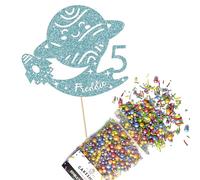 Cakeshop Cake Decoration Pack | Birthday Space Rocket Premium Double Sided Glitter Card Cake Topper & 25g Party Pack of Cake Sugar Sprinkles | Custom Name & Age Cake Decorations (Gold)