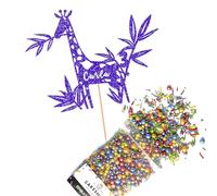 Cakeshop Cake Decoration Pack | Jungle Giraffe Birthday Premium Double Sided Glitter Card Cake Topper & 25g Party Pack of Cake Sugar Sprinkles | Custom Name & Age Cake Decoration (Bright Blue)