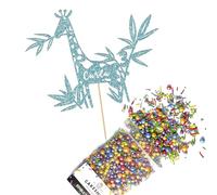 Cakeshop Cake Decoration Pack | Jungle Giraffe Birthday Premium Double Sided Glitter Card Cake Topper & 25g Party Pack of Cake Sugar Sprinkles | Custom Name & Age Cake Decoration (Baby Blue)