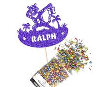 Cakeshop Cake Decoration Pack | Party Tiger Birthday Premium Double Sided Glitter Card Cake Topper & 25g Party Pack of Cake Sugar Sprinkles | Custom Name & Age Cake Decorations (Bright Blue)