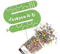 Cakeshop Cake Decoration Pack | Silly Snake Birthday Premium Double Sided Glitter Card Cake Topper & 25g Party Pack of Cake Sugar Sprinkles | Custom Name & Age Cake Decorations (Green)