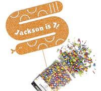 Cakeshop Cake Decoration Pack | Silly Snake Birthday Premium Double Sided Glitter Card Cake Topper & 25g Party Pack of Cake Sugar Sprinkles | Custom Name & Age Cake Decorations (Orange)