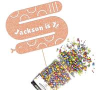 Cakeshop Cake Decoration Pack | Silly Snake Birthday Premium Double Sided Glitter Card Cake Topper & 25g Party Pack of Cake Sugar Sprinkles | Custom Name & Age Cake Decorations (Rose Gold)