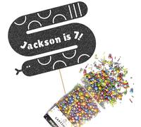 Cakeshop Cake Decoration Pack | Silly Snake Birthday Premium Double Sided Glitter Card Cake Topper & 25g Party Pack of Cake Sugar Sprinkles | Custom Name & Age Cake Decorations (Black)