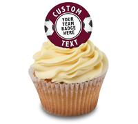 Cakeshop Cupcake Personalised Edible Cake Toppers With Claret Football Border | Personalise With Your Custom Image & Name | For Birthdays & Celebrations | Icing & Wafer Paper Options