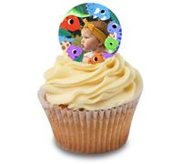 Cakeshop Cupcake Personalised Edible Cake Toppers With Cute Colourful Dinosaurs Border | Personalise With Your Custom Image | For Birthdays & Celebrations | Icing & Wafer Paper Options