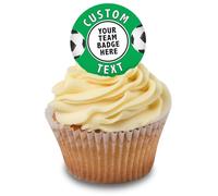 Cakeshop Cupcake Personalised Edible Cake Toppers With Green Football Border | Personalise With Your Custom Image & Name | For Birthdays & Celebrations | Icing & Wafer Paper Options