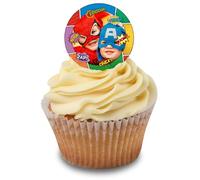 Cakeshop Cupcake Personalised Edible Cake Toppers With Superhero Comic Strip Border | Personalise With Your Custom Image | For Birthdays & Celebrations | Icing or Wafer Paper Options