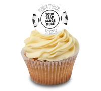 Cakeshop Cupcake Personalised Edible Cake Toppers With White Football Border | Personalise With Your Custom Image & Name | For Birthdays & Celebrations | Icing & Wafer Paper Options