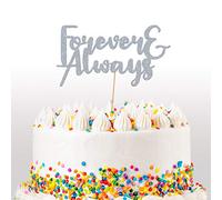 Cakeshop Forever & Always Glitter Cake Topper, Wedding Cake Topper Decoration Anniversary - Double Sided 400gsm Glitter Card, Choice 14 of Colours and Loads of Styles (Dark Silver)