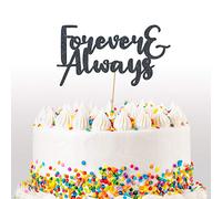 Cakeshop Forever & Always Glitter Cake Topper, Wedding Cake Topper Decoration Anniversary - Double Sided 400gsm Glitter Card, Choice 14 of Colours and Loads of Styles (Black)