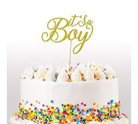 Cakeshop It's a Boy Glitter Cake Topper, Baby Cake Topper Decoration Baby Boy - Double Sided 400gsm Glitter Card, Choice 14 of Colours and Loads of Styles (Gold)