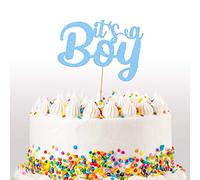 Cakeshop It's a Boy Glitter Cake Topper, Baby Cake Topper Decoration Baby Boy - Double Sided 400gsm Glitter Card, Choice 14 of Colours and Loads of Styles (Baby Blue)