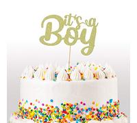 Cakeshop It's a Boy Glitter Cake Topper, Baby Cake Topper Decoration Baby Boy - Double Sided 400gsm Glitter Card, Choice 14 of Colours and Loads of Styles (Champagne)