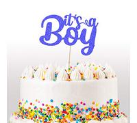 Cakeshop It's a Boy Glitter Cake Topper, Baby Cake Topper Decoration Baby Boy - Double Sided 400gsm Glitter Card, Choice 14 of Colours and Loads of Styles (Bright Blue)