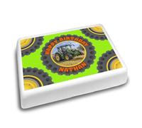 Cakeshop Landscape Personalised Edible Cake Topper Farm Tractor Tyre Wheel Border | Custom Text or Name | For Birthdays & Celebrations | Multiple Shapes & Sizes | Icing & Wafer Paper Options