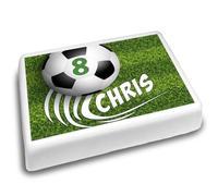 Cakeshop Landscape Personalised Edible Cake Topper Football Theme | Personalise Custom Name & Age | For Birthdays & Celebrations | Multiple Shapes & Sizes | Icing & Wafer Paper Options