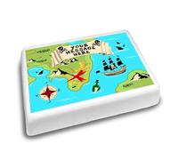 Cakeshop Landscape Personalised Edible Cake Topper Pirate Treasure Map Theme | Custom Name or Text | For Birthdays & Celebrations | Multiple Shapes & Sizes | Icing & Wafer Paper Options