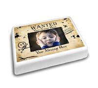Cakeshop Landscape Personalised Edible Cake Topper Pirate Wanted Reward Poster | Custom Image & Text | For Birthdays & Celebrations | Multiple Shapes & Sizes | Icing & Wafer Paper Options