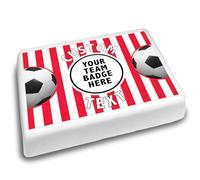 Cakeshop Landscape Personalised Edible Cake Topper Red & White Stripes Football Border| Custom Image & Name | Birthdays & Celebrations | Multiple Shapes & Sizes | Icing & Wafer Paper Options