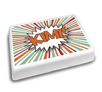 Cakeshop Landscape Personalised Edible Cake Topper With Comic Book Pow & Text | Personalise Custom Name | For Birthdays & Celebrations | Multiple Shapes & Sizes | Icing & Wafer Paper Options