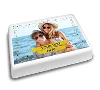Cakeshop Landscape Personalised Edible Cake Topper With Confetti Border & Gold Text Banners | Custom Image & Text | For Birthdays & Celebrations | Multiple Shapes & Sizes | Icing & Wafer Paper Options