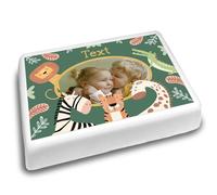 Cakeshop Landscape Personalised Edible Cake Topper With Jungle Animals | Personalise Custom Image | For Birthdays & Celebrations | Multiple Shapes & Sizes | Icing & Wafer Paper Options