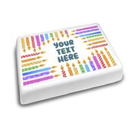 Cakeshop Landscape Personalised Edible Cake Topper With Rainbow Birthday Candles & Text | Personalise Custom Text | For Birthdays & Celebrations | Multiple Shapes & Sizes | Icing & Wafer Paper Options