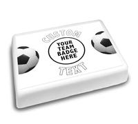 Cakeshop Landscape Personalised Edible Cake Topper With White Football Border | Personalise Custom Image & Name | For Birthdays & Celebrations | Multiple Shapes & Sizes | Icing & Wafer Paper Options