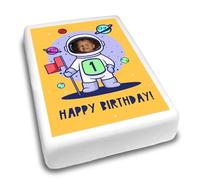 Cakeshop Portrait Personalised Edible Cake Topper Space Astronaut | Custom Image & Text | For Birthdays & Celebrations | Multiple Shapes & Sizes | Icing & Wafer Paper Options