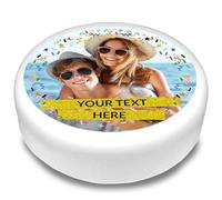 Cakeshop Round Personalised Edible Cake Topper With Confetti Border & Gold Text Banners | Custom Image & Text | For Birthdays & Celebrations | Multiple Shapes & Sizes | Icing & Wafer Paper Options