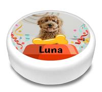Cakeshop Round Personalised Edible Cake Topper With Dog Bowl & Bone | Personalise Custom Image & Name | For Birthdays & Celebrations | Multiple Shapes & Sizes | Icing & Wafer Paper Options