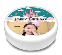 Cakeshop Round Personalised Edible Cake Topper With Princess Castle In The Clouds | Personalise Custom Image & Text | Birthdays & Celebrations | Multiple Shapes & Sizes | Icing & Wafer Paper Options