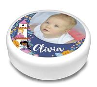 Cakeshop Round Personalised Edible Cake Topper With Princess Tower & Half Moon | Personalise Custom Image & Name | For Birthdays & Celebrations | Multiple Shapes & Sizes | Icing & Wafer Paper Options