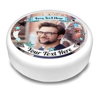Cakeshop Round Personalised Edible Cake Topper With Stars & Text Banners | Custom Image & Text | For Birthdays & Celebrations | Multiple Shapes & Sizes | Icing & Wafer Paper Options
