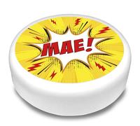 Cakeshop Round Personalised Edible Cake Topper With Yellow Comic Explosion & Red Lightning Bolts | Custom Name | For Birthdays & Celebrations | Multiple Shapes & Sizes | Icing & Wafer Paper Options
