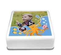 Cakeshop Square Personalised Edible Cake Topper Pirate Animal Octopus | Custom Image & Text | For Birthdays & Celebrations | Multiple Shapes & Sizes | Icing & Wafer Paper Options