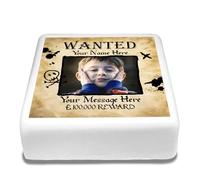 Cakeshop Square Personalised Edible Cake Topper Pirate Wanted Reward Poster | Custom Image & Text | For Birthdays & Celebrations | Multiple Shapes & Sizes | Icing & Wafer Paper Options