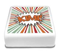 Cakeshop Square Personalised Edible Cake Topper With Comic Book Pow & Text | Personalise Custom Name | For Birthdays & Celebrations | Multiple Shapes & Sizes | Icing & Wafer Paper Options