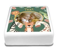 Cakeshop Square Personalised Edible Cake Topper With Jungle Animals | Personalise Custom Image | For Birthdays & Celebrations | Multiple Shapes & Sizes | Icing & Wafer Paper Options