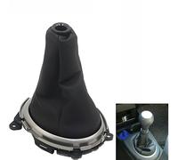 Cakievro Manual Leather Car Shift Gear Knob Lever Gaitor Boot Cover with Frame for Hon-da F-it Ja-zz 2009 2010 2011 2012 2013 2014 2015