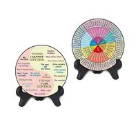 CAKIROTS 2 Pcs Therapist Office Decor with Black Base Things I Can Control Feelings Wheel Chart Mental Health Decor for Office Bedroom School Counseling Office Must Haves