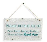 CAKIROTS Warning Sign-Please Do Not Flush Paper Towels Sanitary Products Tissues Wipes Warning Notice for Septic Tank Toilet Small Plaque for W.C 10x6 inch Warning Notice